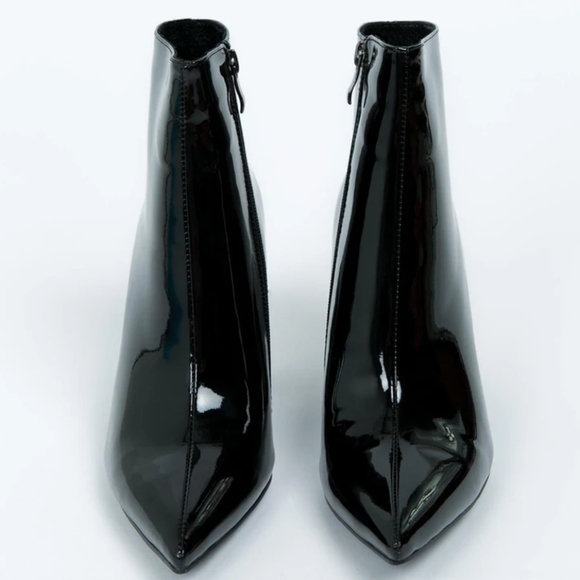 THERAPY | PRINCESS POLLY Black Patent Alloy Ankle Boots - Picture 4 of 7